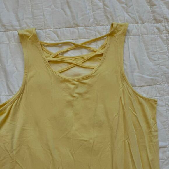 Rumi + Ryder girls size 12 14 Butter yellow sequin butterfly racer back rayon - Picture 7 of 7